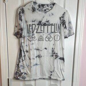 Led Zeppelin Tie-Dye Graphic Tee Black & White Unisex Size Small
